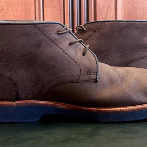 CLARKS Men\'s FULHAM HI BROWN NUBUCK LEATHER Chukka BOOTS #67498 SIZE 9.5 - NICE!